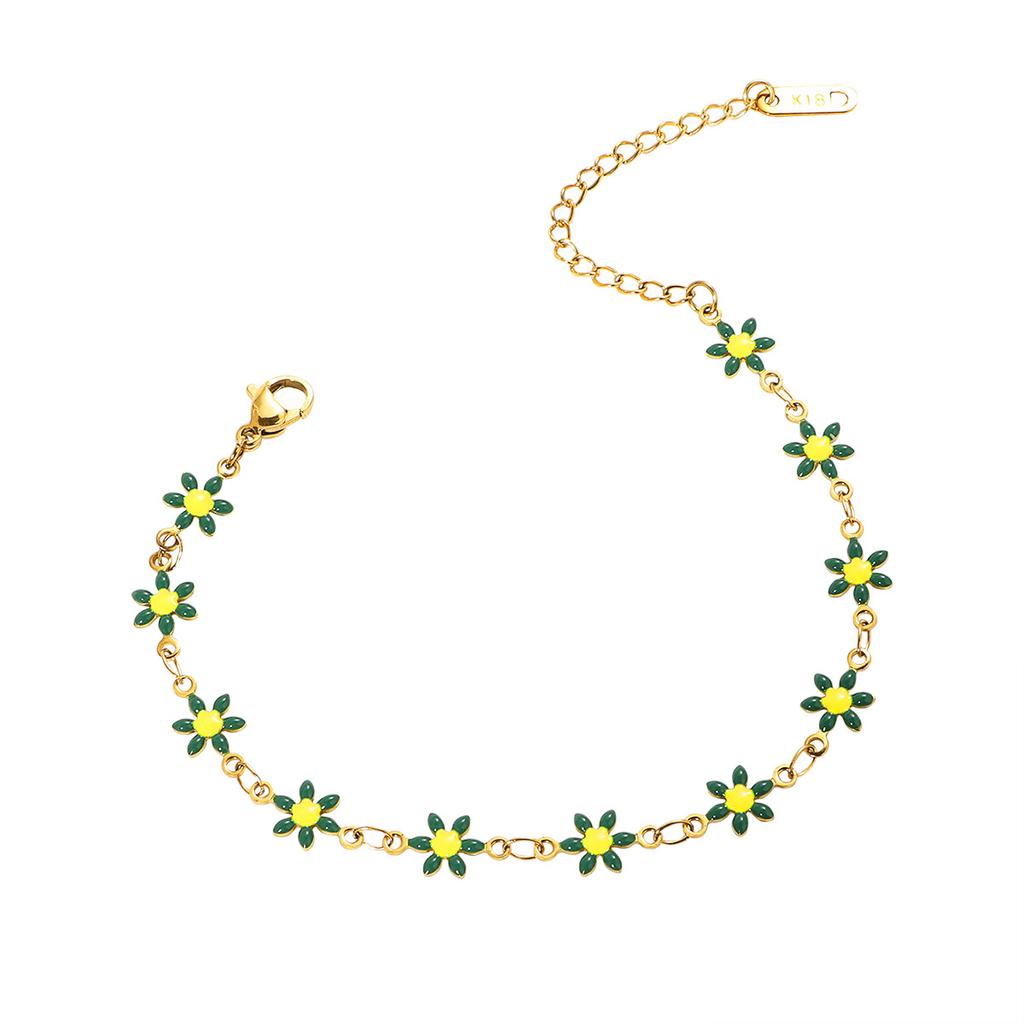 New daisy flower bracelet made of stainless steel with a unique and minimalist design, featuring a fresh and rustic summer countryside style