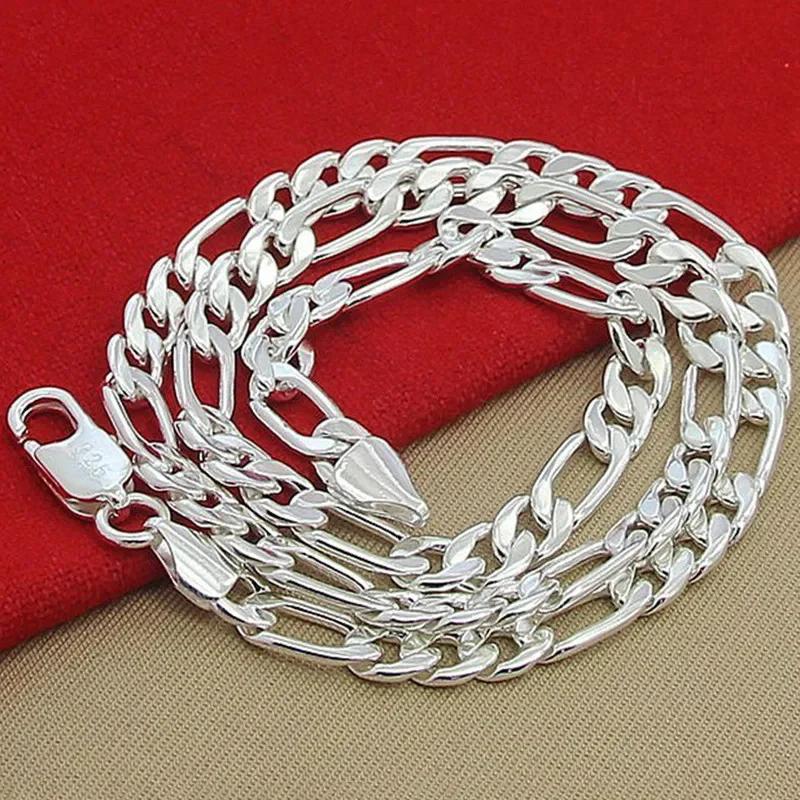 Solid 925 Silver Necklace For Men Classic 12mm Cuban Chain 18-30 Inch Charm High Quality Fashion Jewelry Wedding