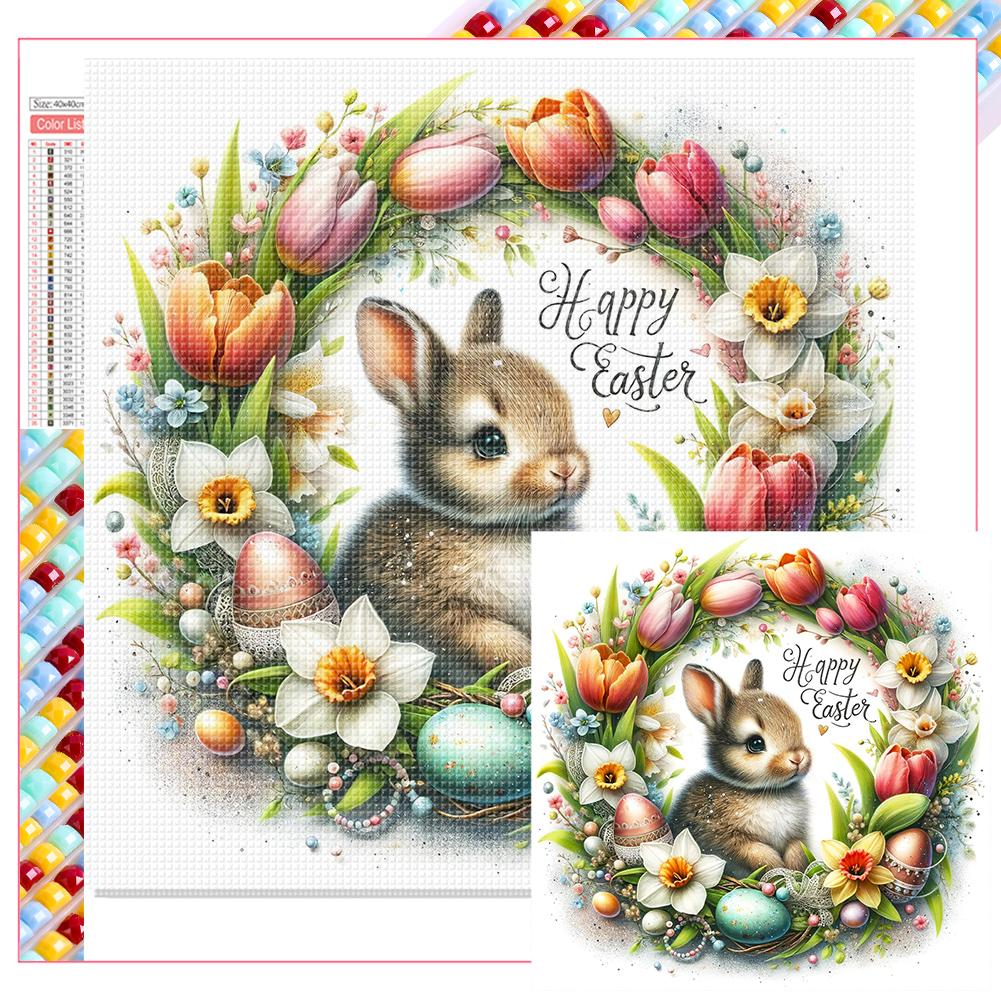 5D DIY Full Square Drill Diamond Painting Easter Wreath Kit Home Decor Art