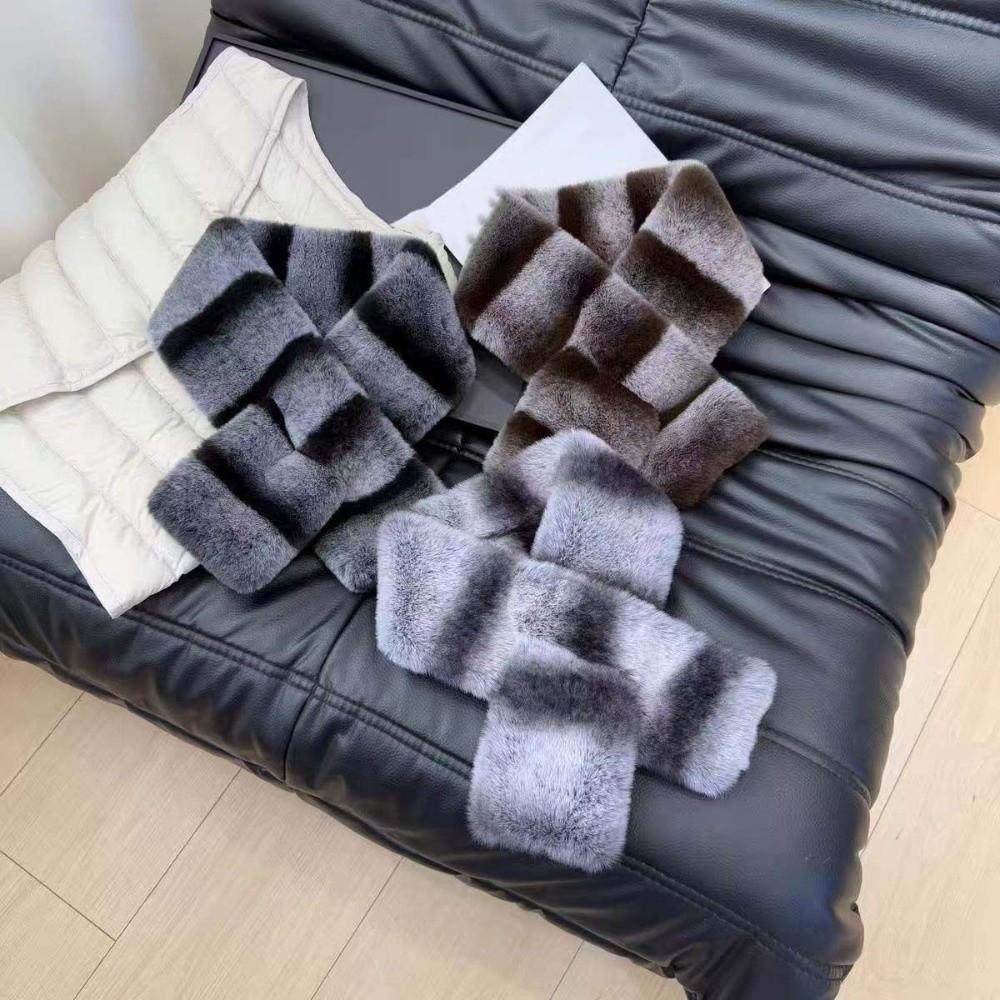 Thick Plush Cross Scarf Thermal Fluffy Muffler Double Sided Stole Faux Fur Collar Office Workers