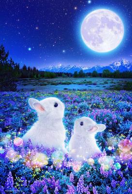 [Made In Japan] 1000-piece Jigsaw Puzzle "Moon-Waiting Rabbit" Micro-piece (26x38cm)