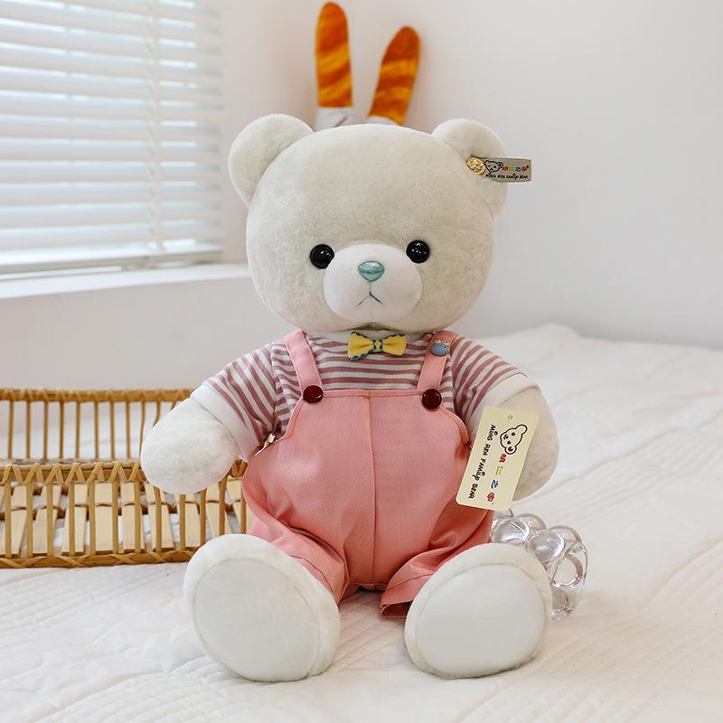 Cartoon Fresh Couple Bear Plush Toy Bed Press Doll Qixi Gift Suspenders Confession Bear Doll