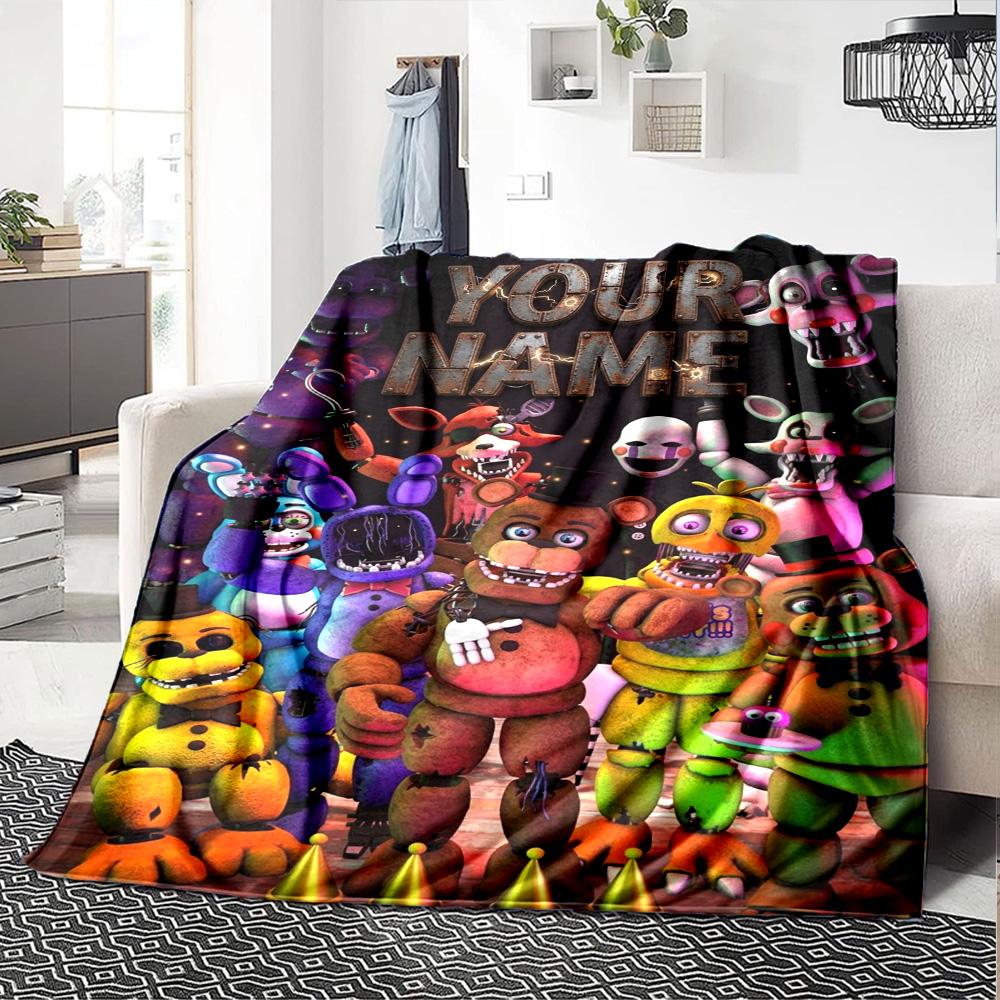 Name Custom FNAF Print Flannel Blanket High Quality Warm Comfortable Cover for All Seasons Perfect for Gifts Home Decor