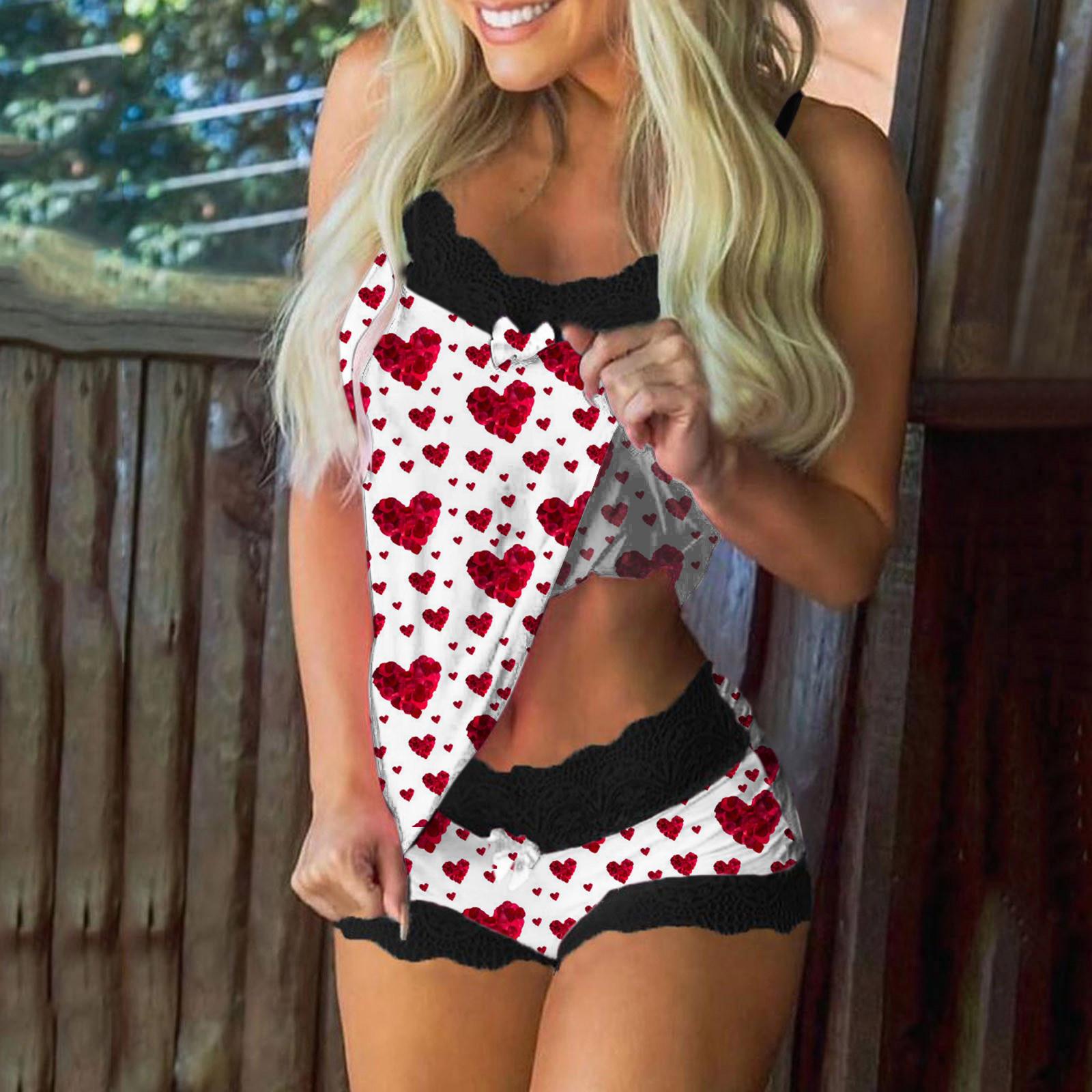 

Женские пижамы с принтом без рукавов, кружевные шорты на бретельках, комплект нижнего белья для сна S белый