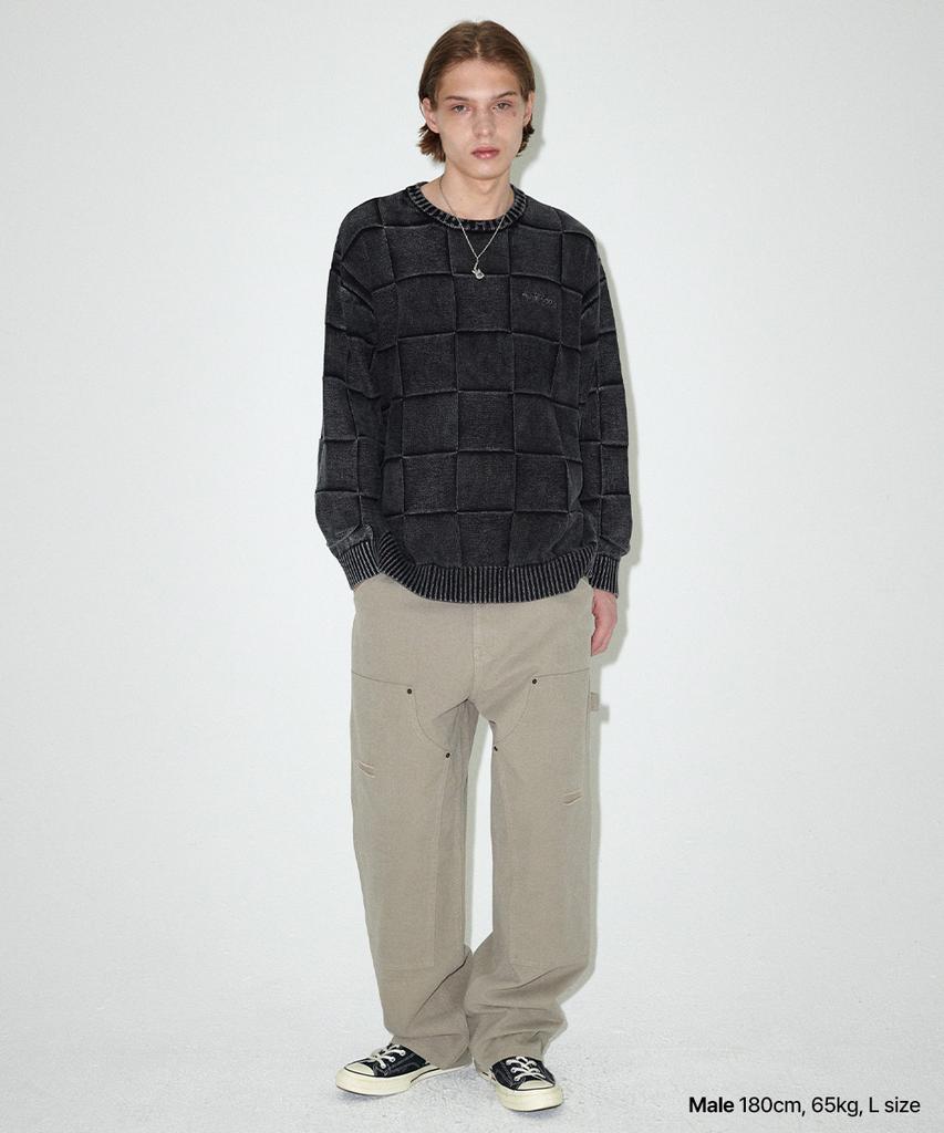 MAHAGRID Pigment Checkerboard Knit Sweater Black(Mg2Efmk600A)