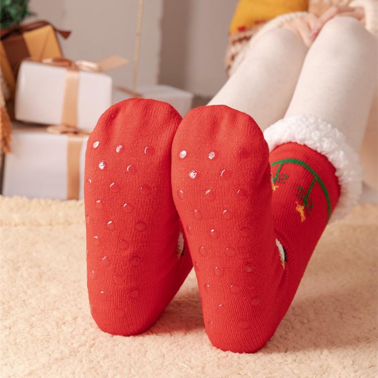 Women's Winter Christmas Stockings: Cozy Mid-Calf Snow Socks with Velvet, Perfect for Home Sleeping