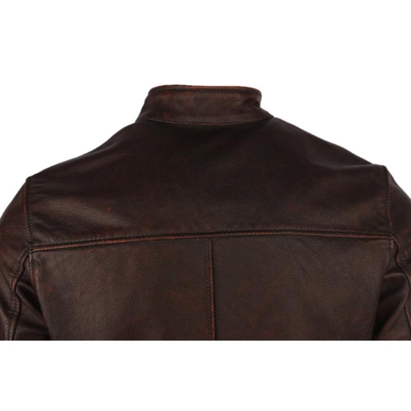 Tamanho Chinês Jaqueta de Couro Vintage Masculina Casaco de Couro Masculino Couro Bovino Jaquetas de Couro Genuíno Outono Casaco Masculino