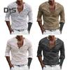 Fall Spring Men Top V Neck Striped Print Color Matching Long Sleeves Pullover Mid Length Casual Daily Wear Work Shirt