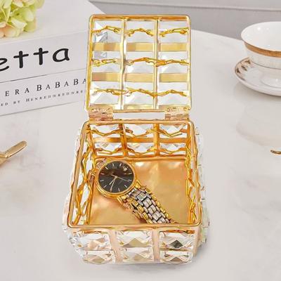 Exquisite Cosmetics Storage Box Metal Jewelry Box Desktop Ornament Crystal Box  Bedroom
