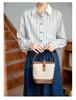 Women's Blue Striped Shirt with Contrast Collar, Retro Hong Kong Style, Loose Fit, Long Sleeve, 2026 Spring Design