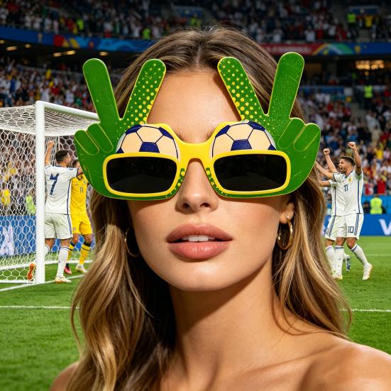 Football Theme Sunglasses, Lightweight Football Events Glasses, Funny Peace Gesture Stadium Sunglasses for Men Women Football Fans Game Day Photos