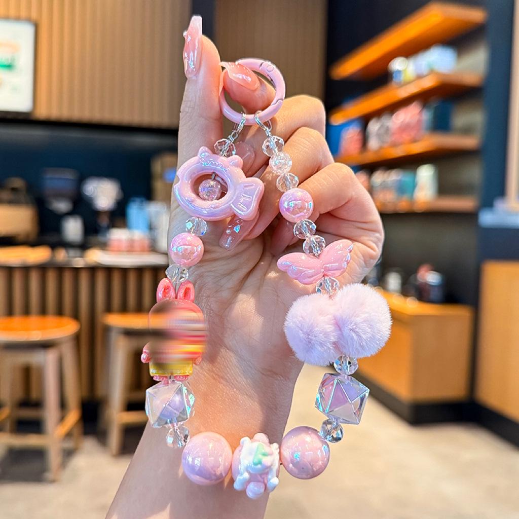 

Милий Зайчик Помпон Бісерний Телефонний Шарм Ремінець - Чарівний Мультяшний Аксесуар для Сумки