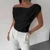 2026 European & American One-shoulder Sleeveless Slim Fit Solid Color Women's T-shirt