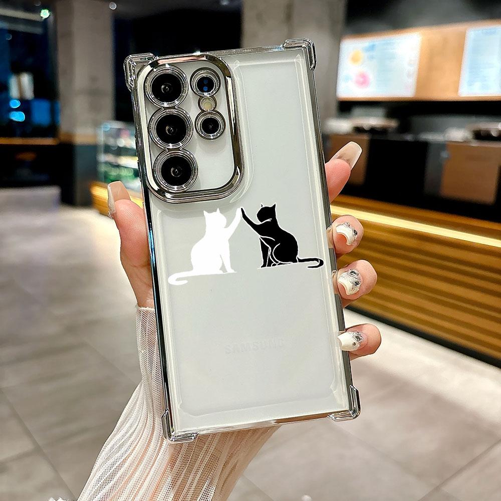 Funny Cat Black Line Art Cats Coque For Galaxy S26 Ultra Phone Case For Samsung S26 S25 S24 S23 S21 Ultra S20 FE S25 Plus Cover