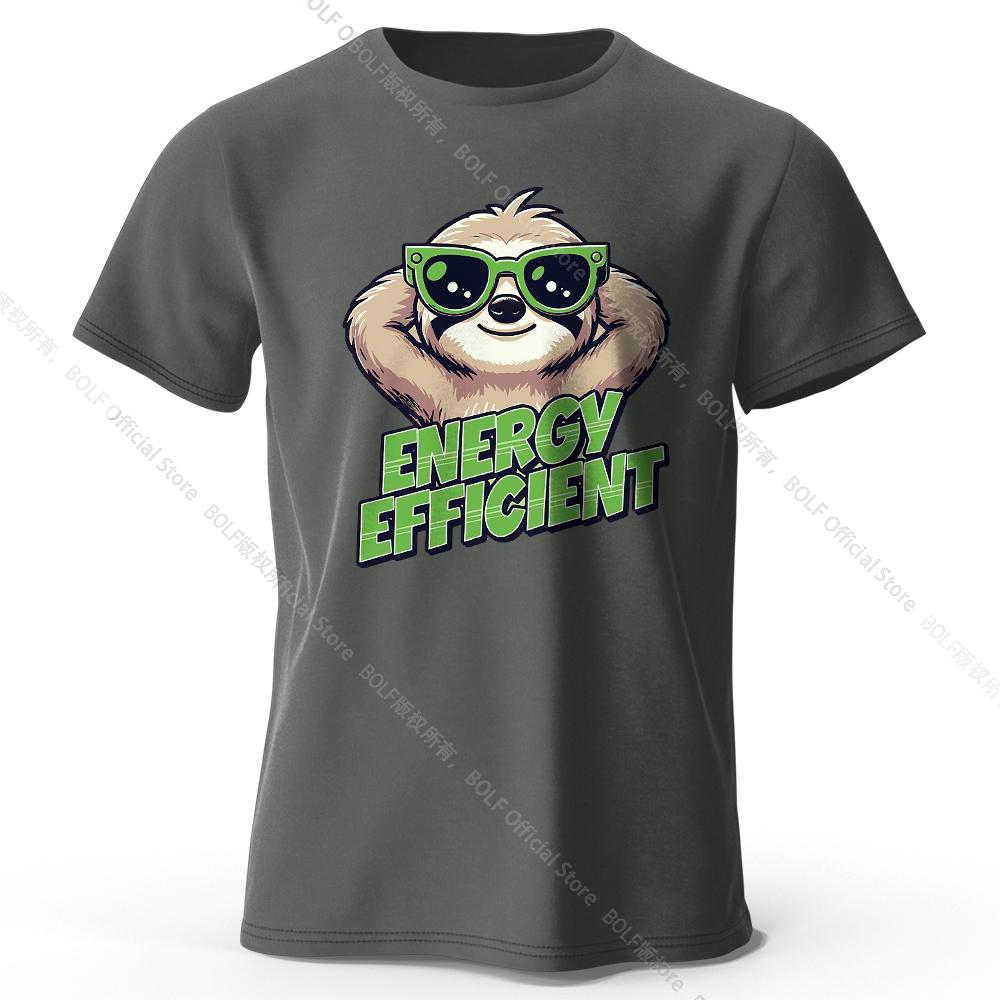 Men's Efficient Sloth Printed T-Shirt 100% Cotton Oversized Ironic Graphic Tees for Women Summer Tops Humor Streetwear