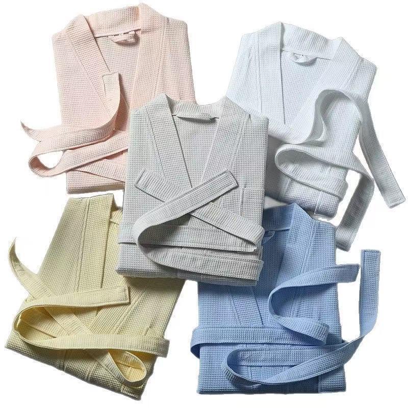 Unisex Wafel Badjas van 100% Katoen, Middellang, Lange Mouwen