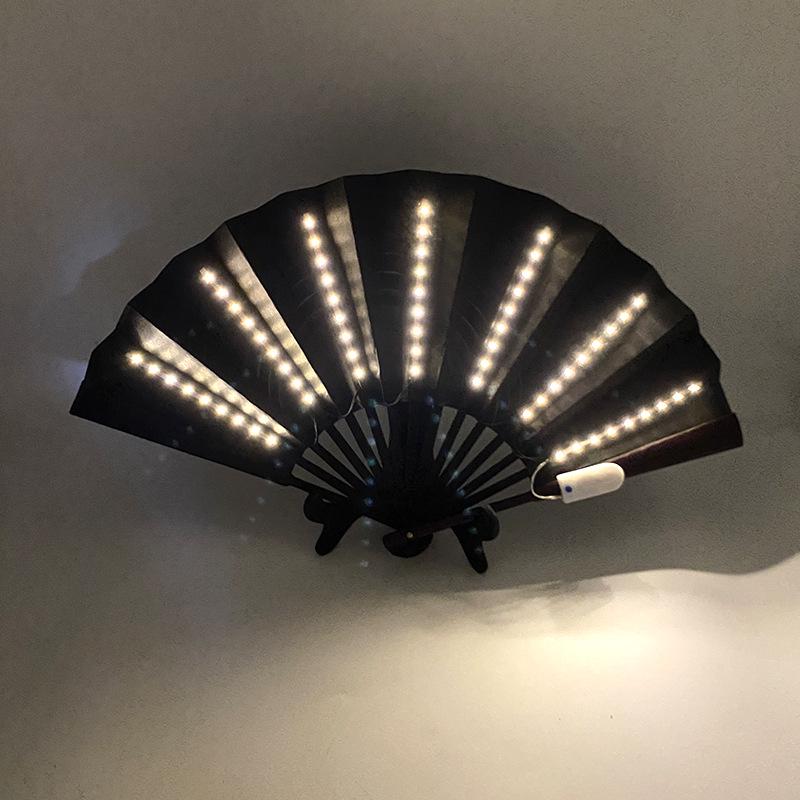 Rose Lace Edge LED Folding Fan - Wedding Gift & Dance Prop