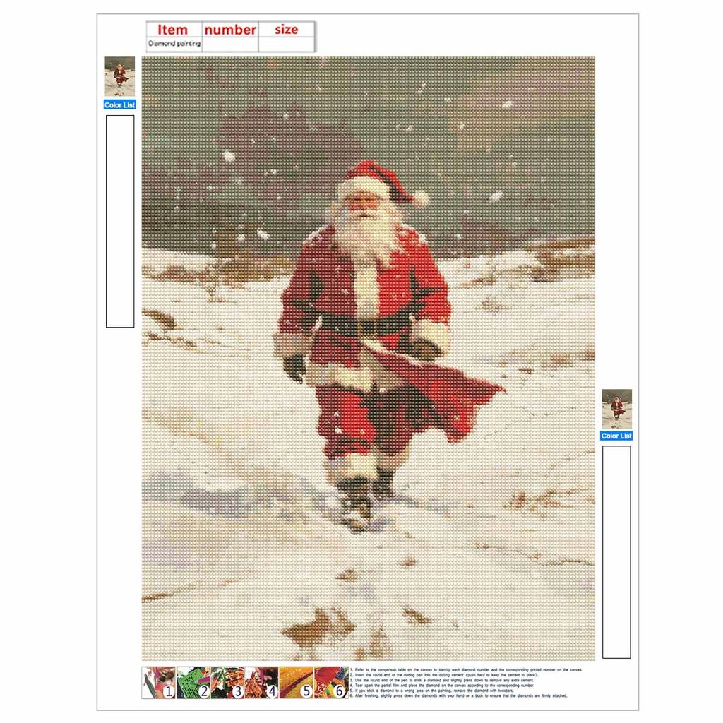 5D Diamond Painting Kit Christmas Santa Snow Scene Full Drill Canvas Art DIY Rhinestone Craft for Bedroom Living Room Wall Decoration