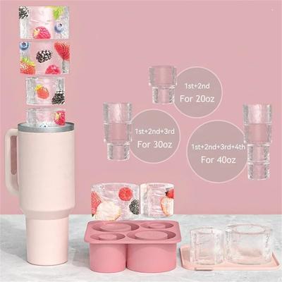Ice Cube Tray for Stanley Cup Silicone Ice Cube Molds 20oz 30oz 40oz Tumbler Cup Ice Cube Trays with Lid Fit for Drinks,Coffee