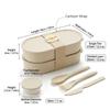 2Pcs/Set Plastic Fruit Salad Food Container With Cute Strap Portable Oval Bento Box For Kids Students Microwaveable Lunch Box