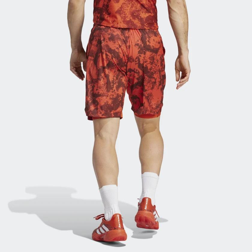 Adidas SS23 French Open Series Tennis Paris Heat.Rdy Two-In-One Shorts Tie-Dye Print Straight Casual Shorts Men Shorts Red HT7224