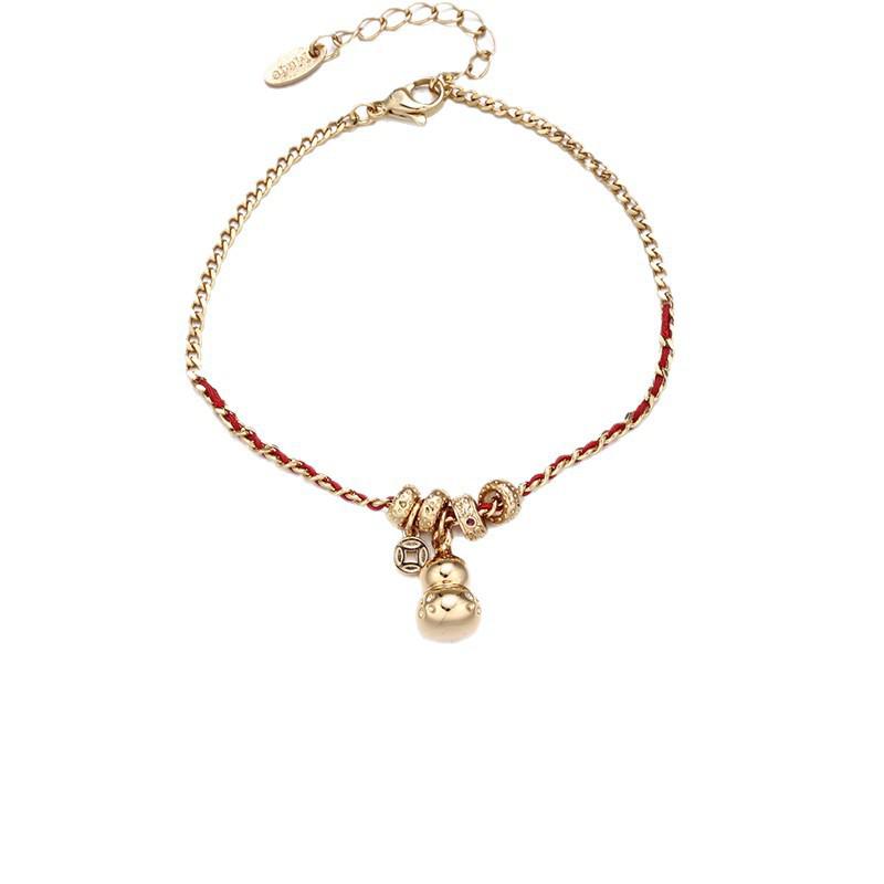 Elegant Red String Gourd Lucky Fish Bracelet: Versatile Chinese-Style with Multiple Pendants, Perfect for Autumn and Winter Fashion