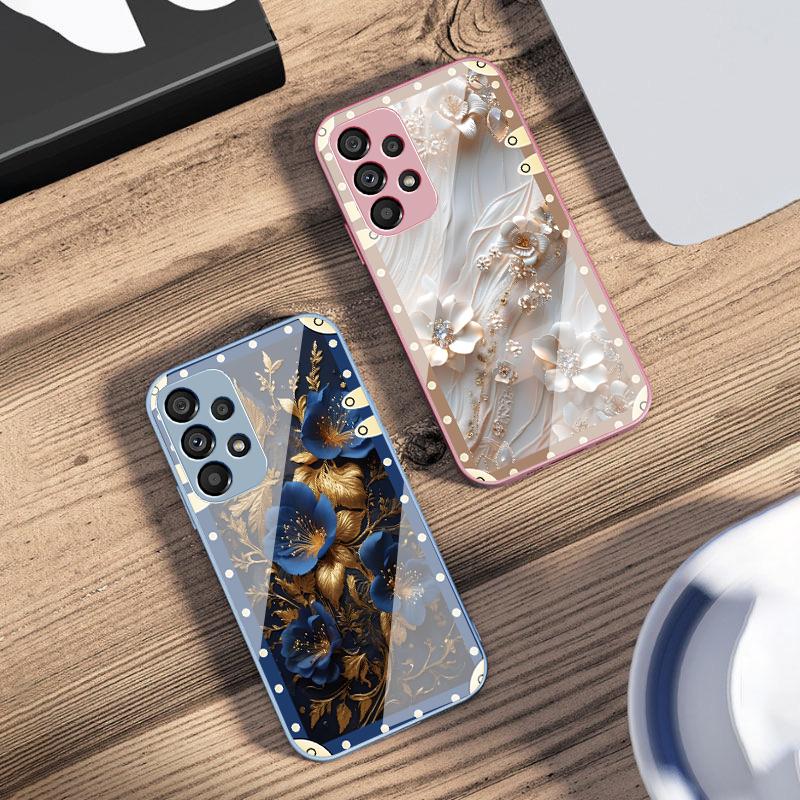 Pudełko Różowe Kwiaty Etui na Telefon ze Szkła Hartowanego dla Samsunga Galaxy S10 4G S20 11E 30 S21 22 S24 Fe Pro S23 S25 Ultra 5G S9