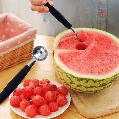 2 in 1 Multifunktions-Schnitzmesser Obst Wassermelone Melone DIY Eis Große Kugel Ausstecher Edelstahl Küchenwerkzeuge