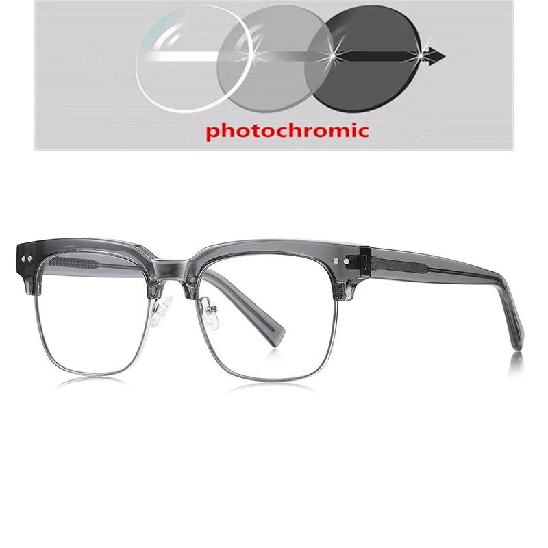 Rivet Frame Square Nearsighted Glasses For Men Blue Light Blocking Oversized Finished Glasses Nearsighted 0 -0.5 -0.75 To -6.0