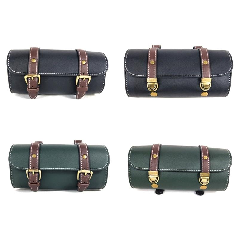 Motorcycles Handlebar Bag Saddlebag, Leathers Handmade Motorcycles Fork Bag Roll, Durable Storage Tool Pouch with Straps