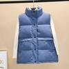 Winter Women Vest Coat Solid Sleeveless Down Cotton Button Pockets Female Coats Padded Winter Casual Outerwear