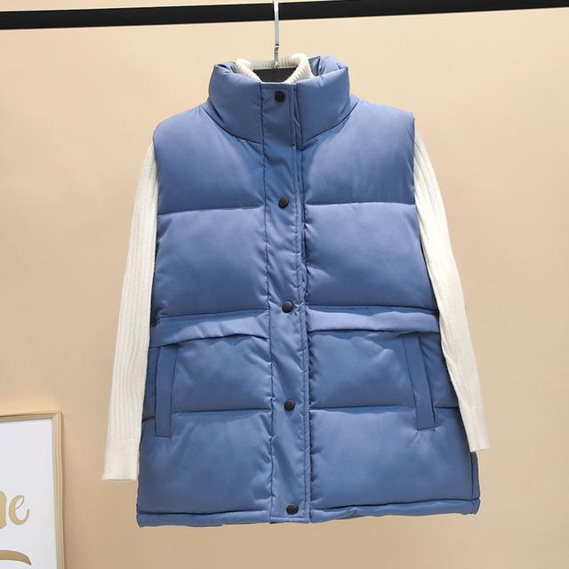 Winter Women Vest Coat Solid Sleeveless Down Cotton Button Pockets Female Coats Padded Winter Casual Outerwear
