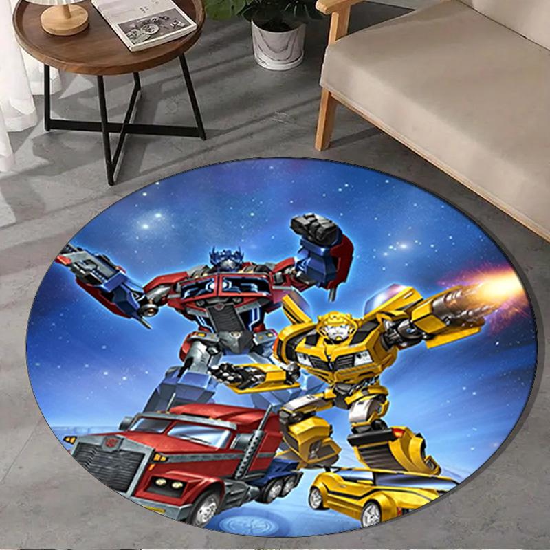 1PC Trans-formers Adventure Round Rug, Non-slip Chair Mat, Home Decor, Circle Carpet Perfect for Office, Bedroom, Living Room,Christmas Gift