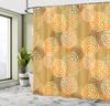 Orangefarbenes Blumendekor Duschvorhang Abstrakte Blumen Moderne Badezimmerdeko Leinen180X210