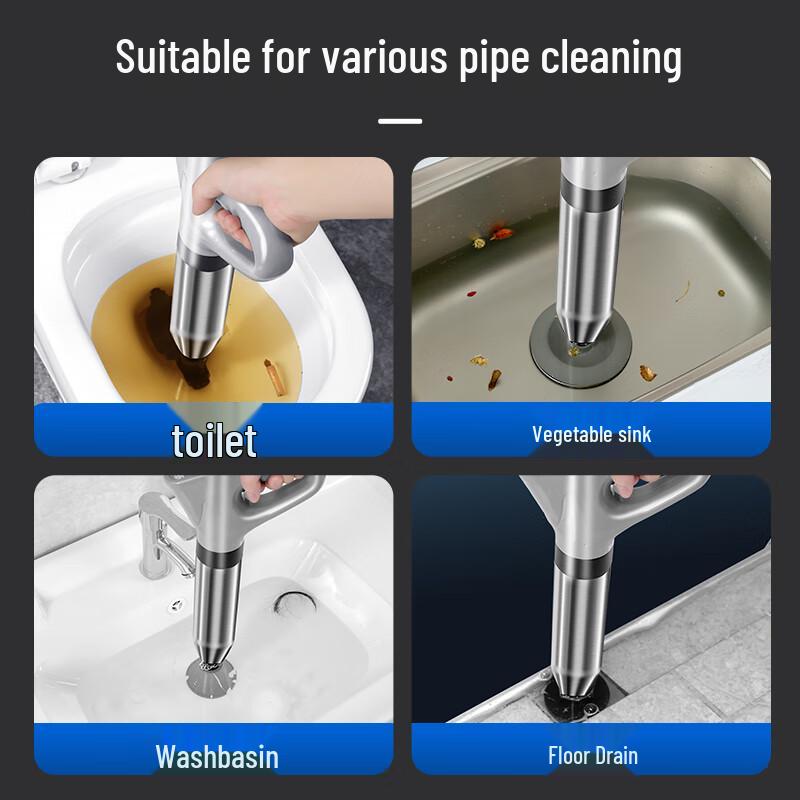 Junlun Stainless Steel Toilet Plunger & Drain Cleaner Set белый
