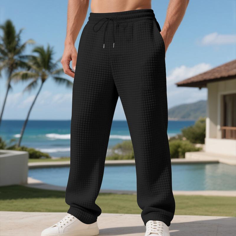 Herren Entspannte Gerade Beine Jacquard Kleines Karomuster Lässige Schlanke Passform Pendlerhose