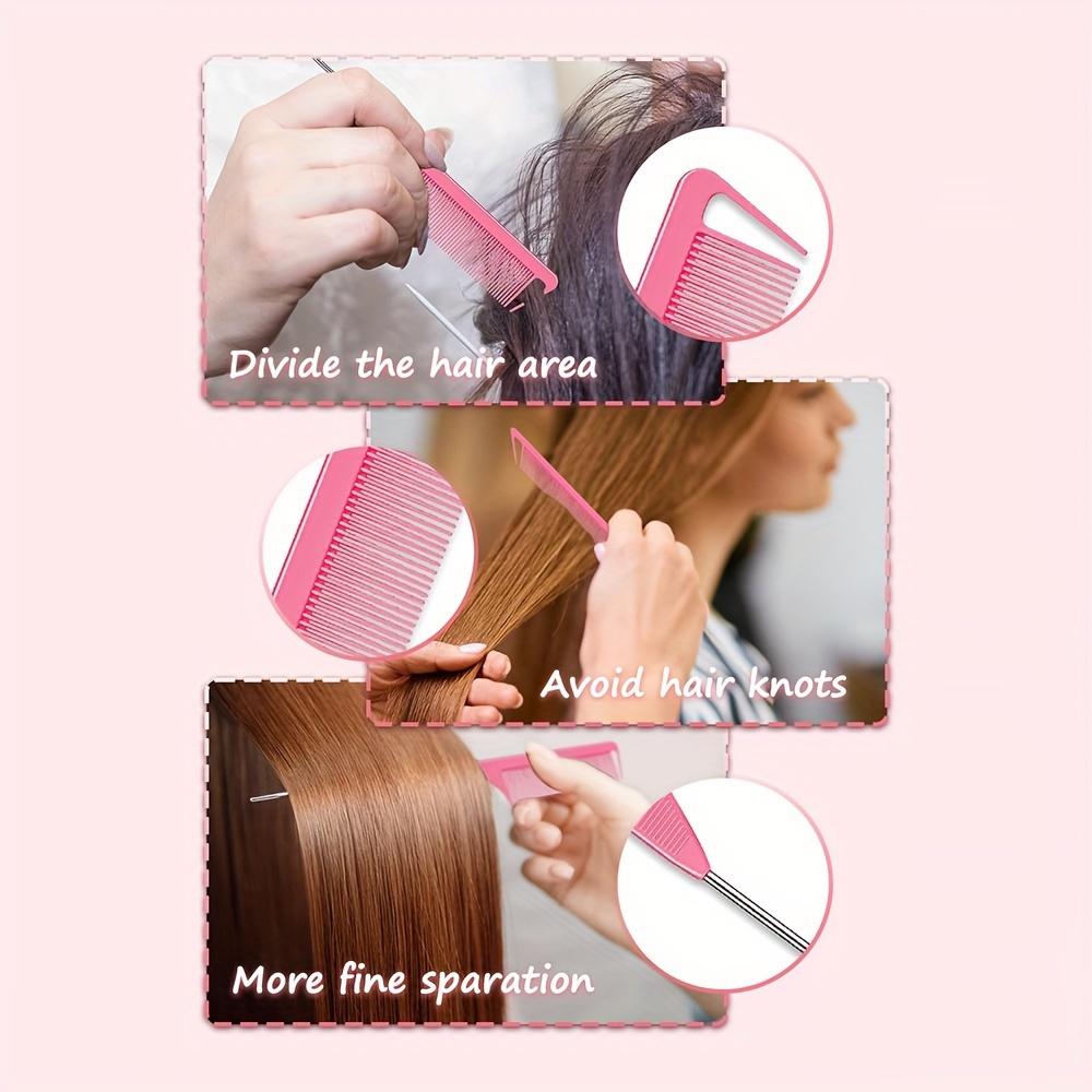 8 Pcs Hair Styling Brush and Comb Set with 4 Topsy Tail Tools, Bristle Teasing Brush, Edge Brush, 2 Metal Pin Rat Tail Combs