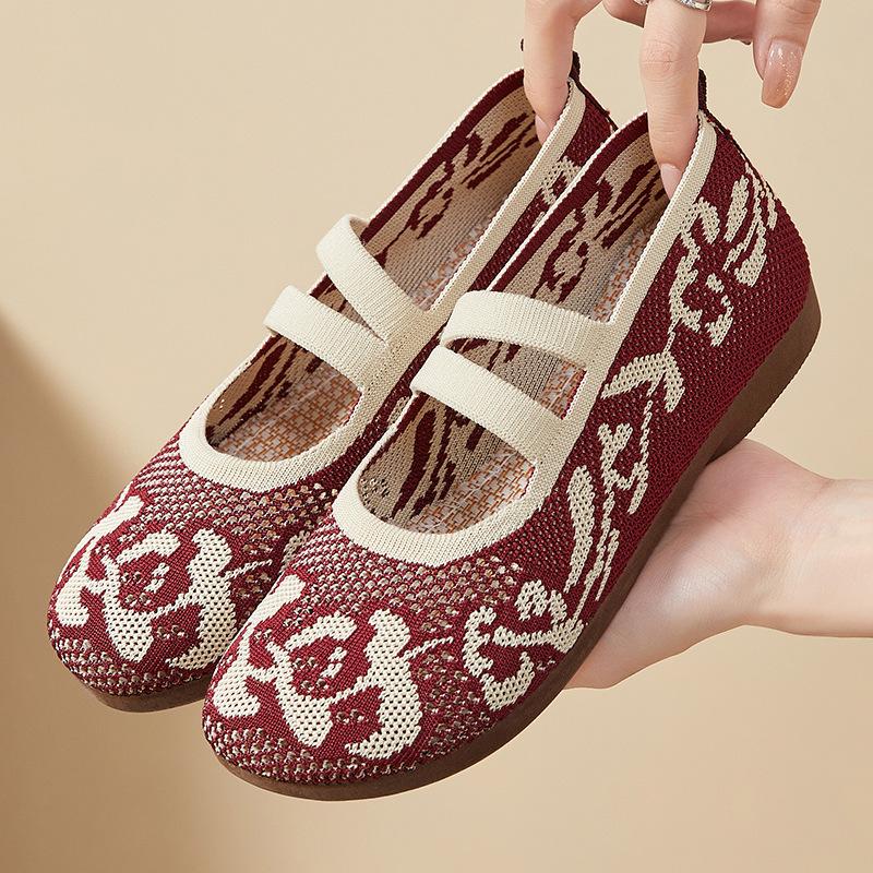 

Flats for Women Round Toe Ballet Flats Cross Strap Comfortable Arch Support Dressy Knit Flats for Women Mary Jane Flats Slip On Casual Office Shoes 35 червоний