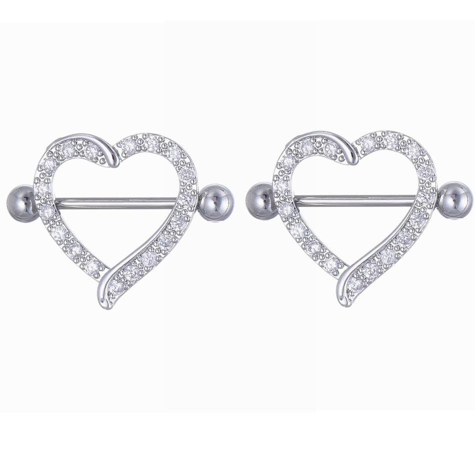 16G 14G Titan Barbell Brustwarzen Schild Schmuck Silber Farbe Zirkon Brustwarzenringe Damen Körperpiercing Sexy Shoppings Accessoires 1.6mm Titanium Bar white