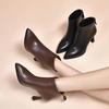 2026 New Autumn and Winter Small Heel Short Boots Women's Thin Heel Leather Shoes Spring and Autumn Single Boots Soft  High Heel Martin Boots