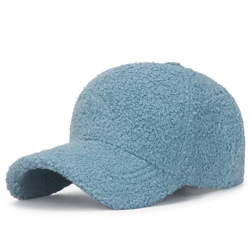 Autumn and Winter Women's Casual Warm Baseball Cap, Korean Street Style Plush Solid Color Simple Versatile Student Flat Brim Hat
