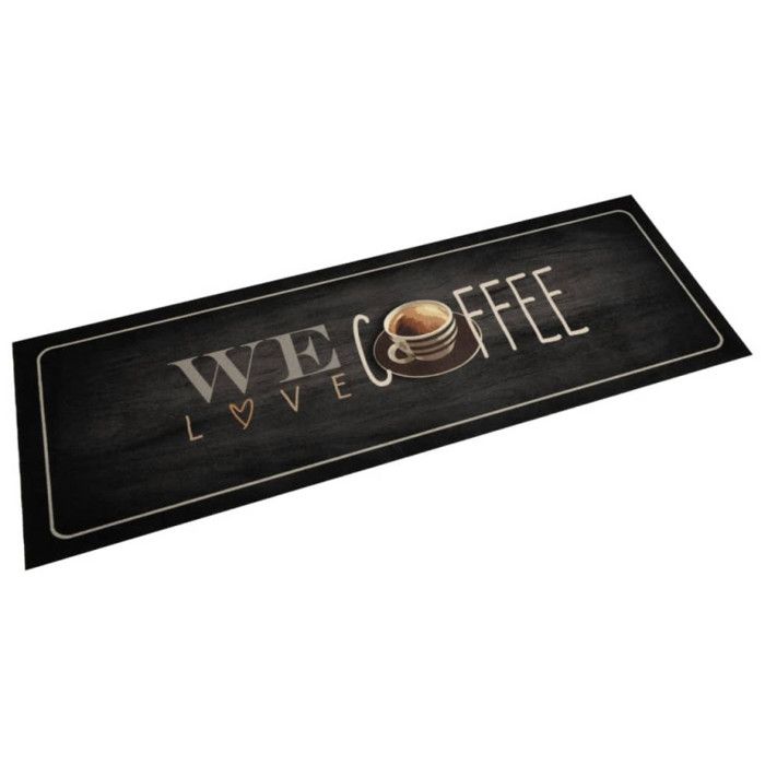 Washable Kitchen Mat Text Coffee 60x180 Cm Velvet