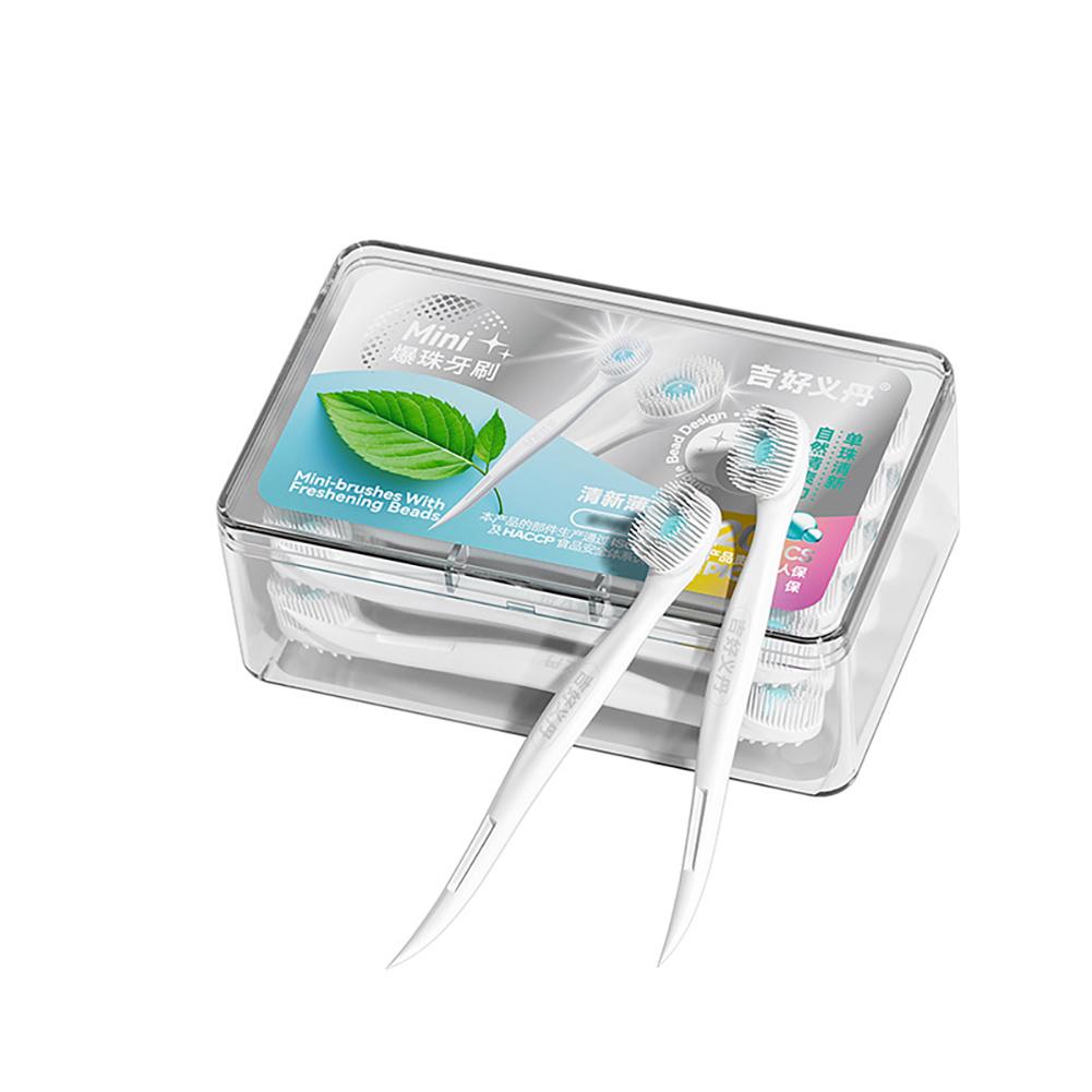 

Мини одноразовая зубная щетка с разрывающимися шариками, портативная чистка полости рта, освежающая дыхание зубная щетка без ополаскивателя для полости рта, стойкий аромат
