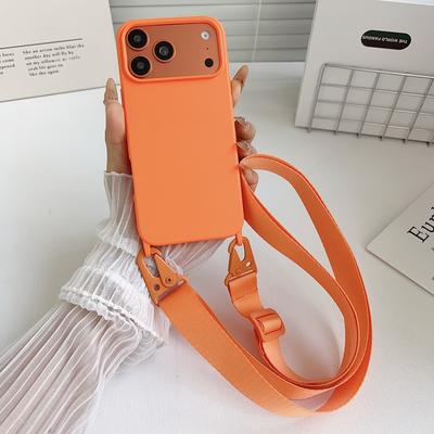 Crossbody Lanyard Matte Silicone Soft Case For iPhone 17 Pro Max 16 12 11 15 Pro 13 14 Plus Necklace Strap Shockproof Cover
