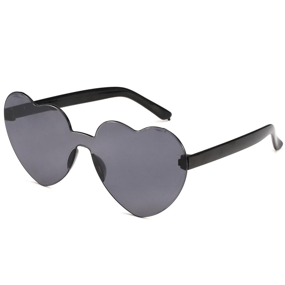Love Heart Shape Sunglasses Women Rimless Frame Tint Clear Lens Colorful Sun Glasses Female Red Pink Yellow Shades Travel