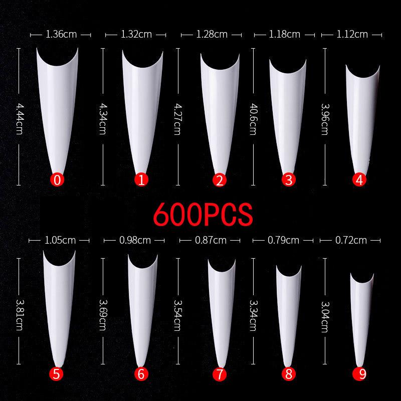 600Pcs Oval Full Coverage False Nails Acrylic Artificial Push-Type Nail Art Almond-Shaped Short Nail Tips Nail Tools