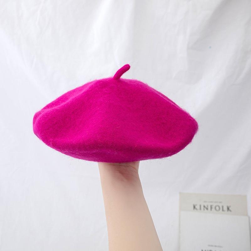 Wool beret fashionable versatile British retro high-end hat women's autumn and winter big head circumference painter hat