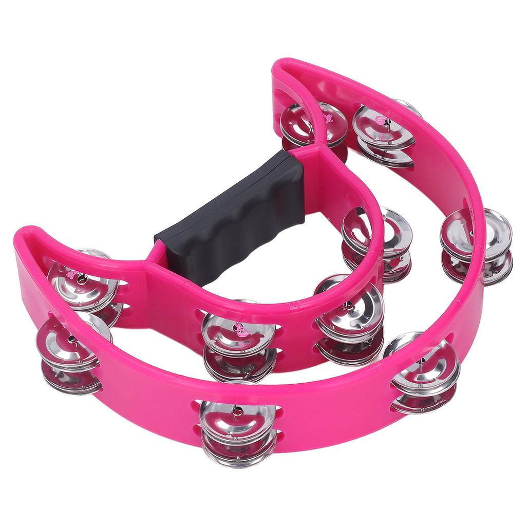 Musical Tambourine Half Moon Double Row Jingles Handheld Percussion Drum for KTV Party