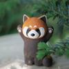Carino Arredamento Casa Panda Rosso Intaglio Legno Fatto a Mano Ornamenti Legno Massiccio Animale Scultura Legno Accessori da Scrivania Figurine Kawaii