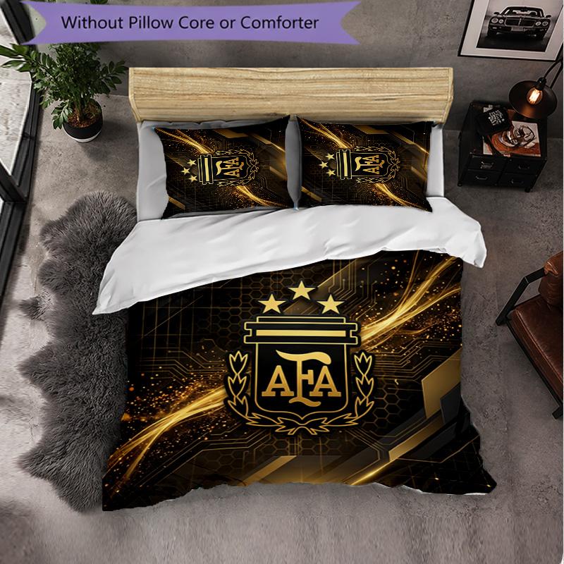 Argentina Football Pattern 3 Pieces Bedding Set Soft Microfiber Duvet Cover with Pillow Cases for Bedroom